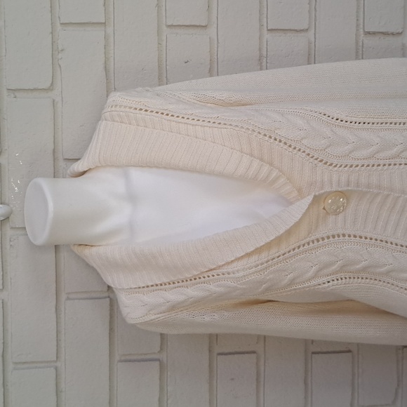 Motto  Cable Knit 1 Button Collared Ivory Sweater Cardigan. Size Medium NWOT - Picture 2 of 9